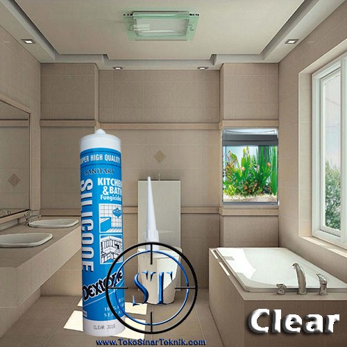 CLEAR Lem Tembak Glue Dextone SANITARY Akuarium, Keramik, Porselen, Kaca Sealant Dextone Kamar Mandi Bocor Porselen Granit