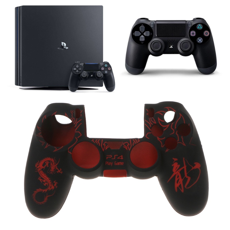 Btsg Case Silikon Motif Karakter Cina + Tutup Joystick Untuk Controller Ps4