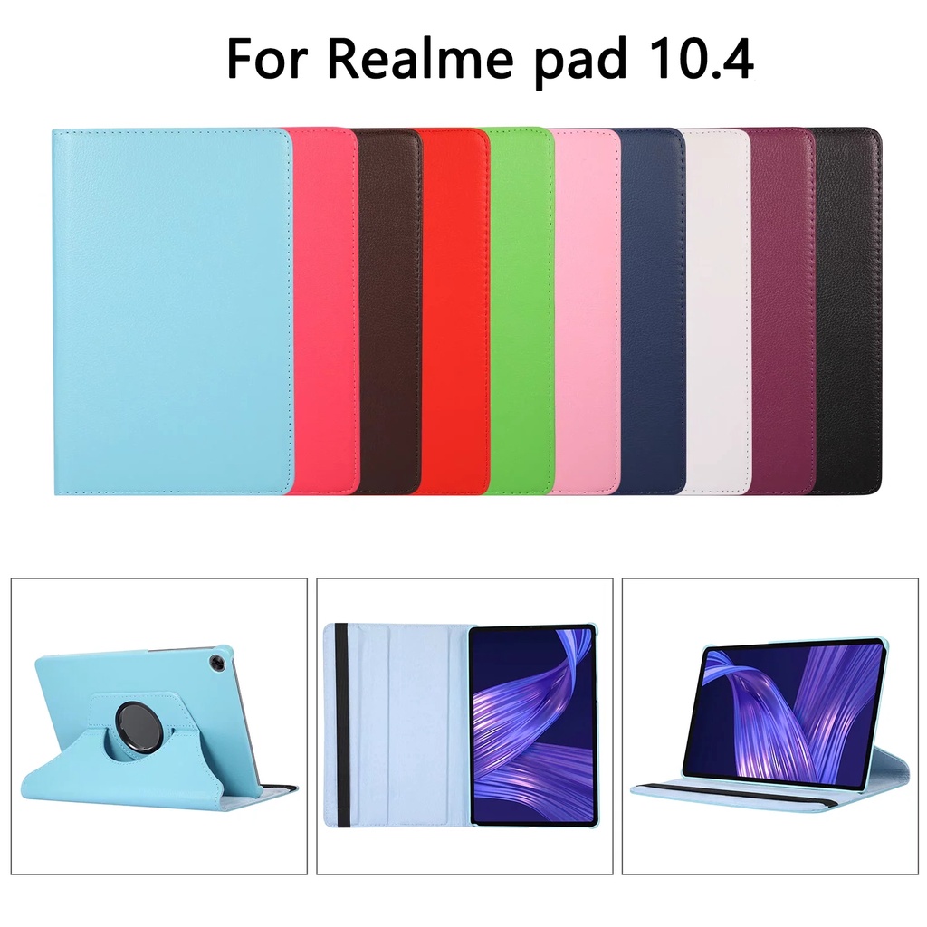 Casing Pelindung Tablet Realme Pad 10.4 &quot;(2021) RMP2102 RMP2103 360 Derajat° Casing Flip Case Stand Bahan Kulit Dapat Berputar