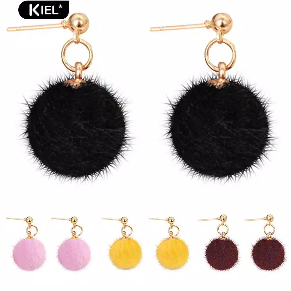 Amefurashi Anting Pompom Mini Import Earring Fur Ball