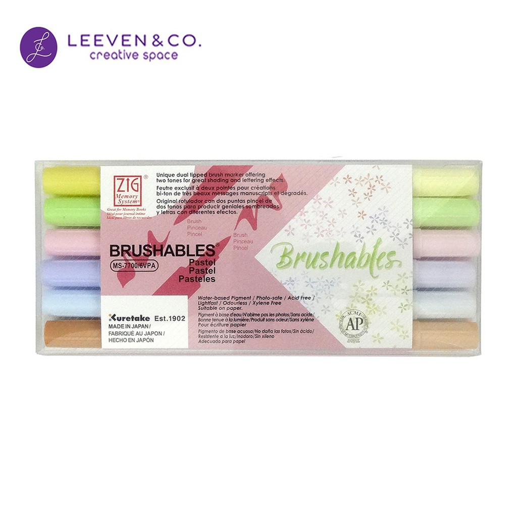 

ZIG MEMORY SYSTEM BRUSHABLES 6 COLORS SET PASTEL / BRUSH MARKER / BRUSH PEN