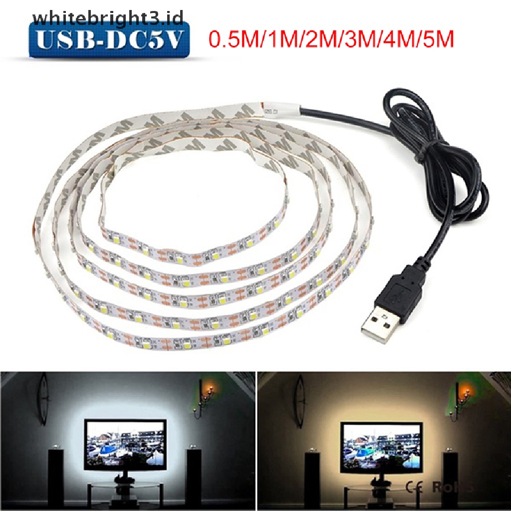 (whitebright3.id) Lampu Strip LED 5V Dengan Port USB Untuk Dekorasi TV