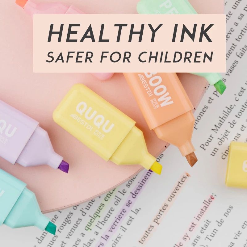 4 / 5 / 6 Warna / set Pena Marker Bentuk Beruang Mini Lucu Untuk Sekolah / Kantor