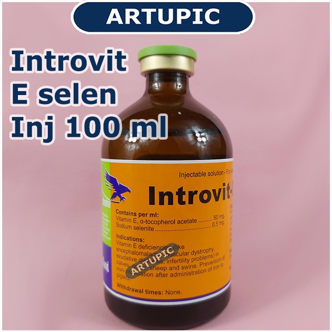 Introvit E Selen Injeksi 100 ml Vitamin E Konsentrasi Tinggi Antioksidan Selenium Kekebalan Ternak Hewan Holland Atasi Stres Sapi Kambing Babi Ayam Kucing Anjing Domba