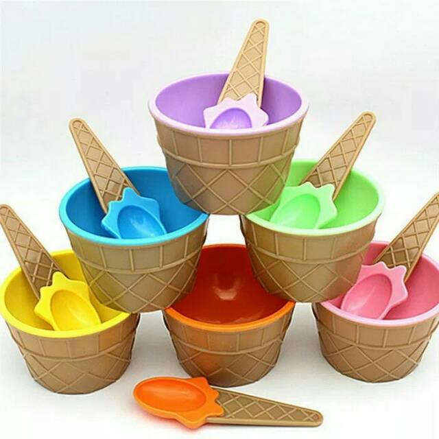 Mangkok Es Krim Ice Cream Bowl Set Dessert Bowl Salad Bowl Set Mangkok dan Sendok