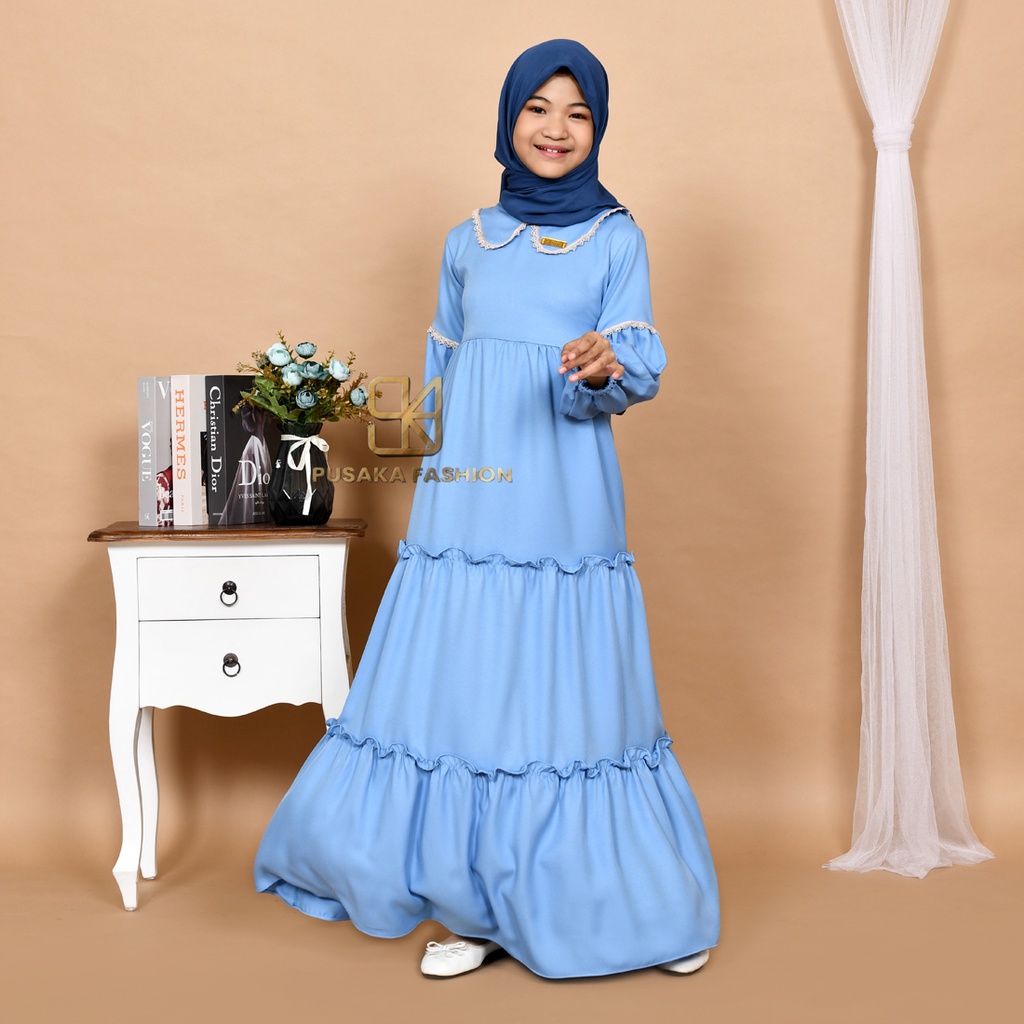 NAYLA kids gamis anak muslim perempuan tanggung long dress serut susun kid wanita anak usia 4 5 6 7 8 9 10 11 12 13 14 tahun warna putih tulang bw hitam lilac wardah dusty pink fashion muslim anak pesantren  ngaji manasik haji maulid nabi sekolah agama