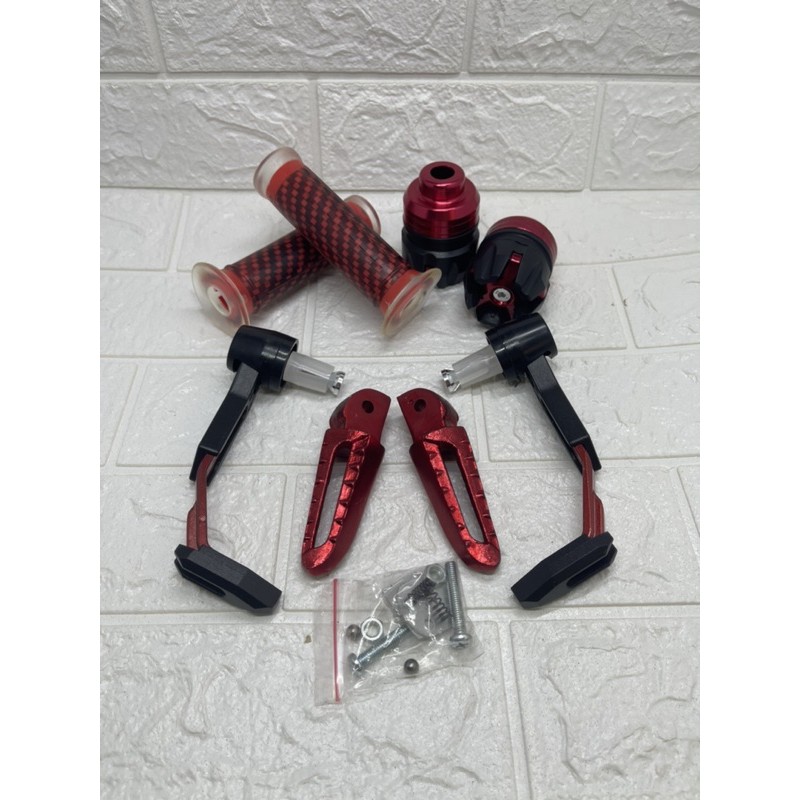 Paket Variasi-Handgrip Karbon+Proguard Babet CNC+Jalu As Jumbo+Footstep Scoopy Lokal