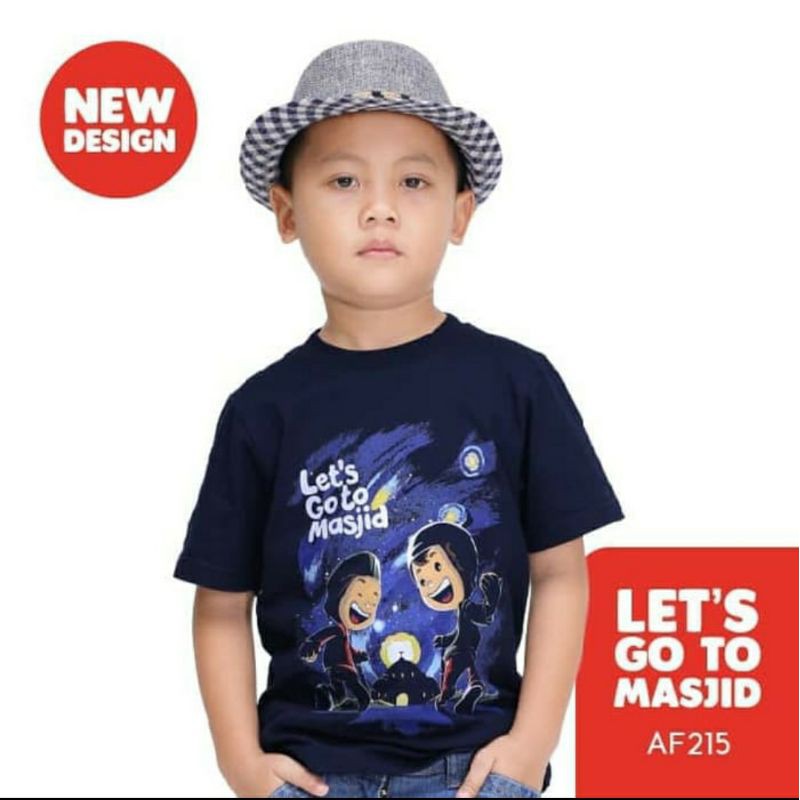 SALE Kaos Afrakids AF215 &quot;Let's Go to Masjid&quot; Lengan Pendek