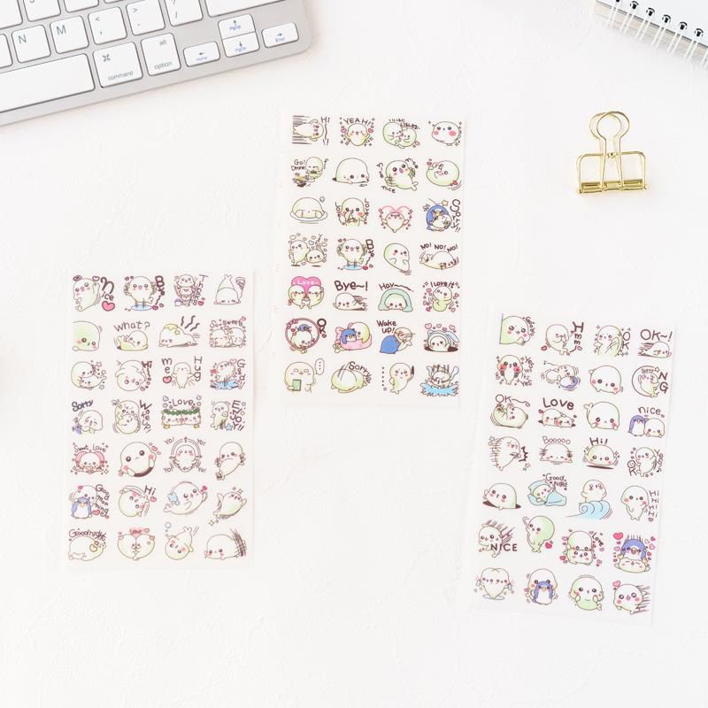 

Mamegoma Cute White Seal Sticker Transparent Satuan