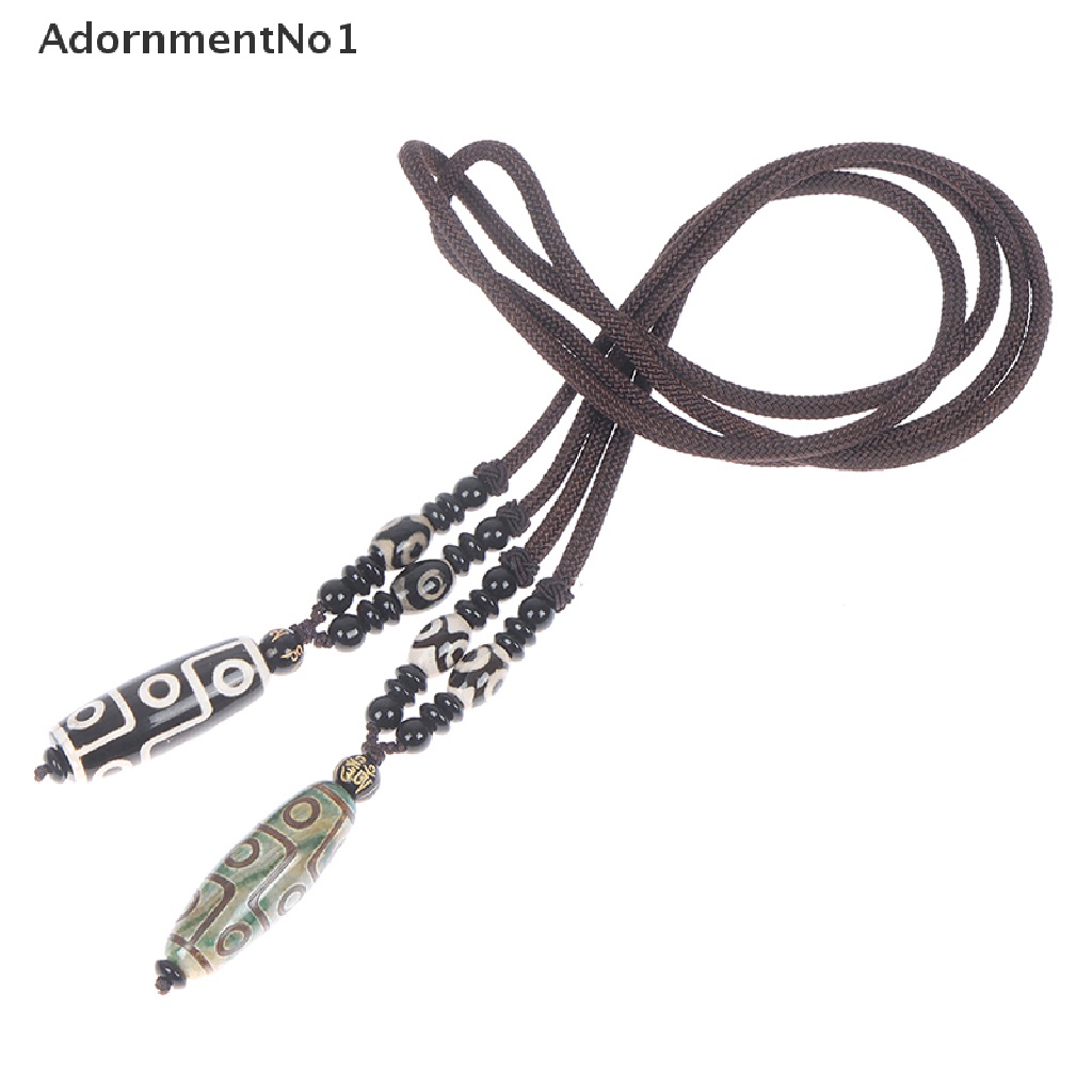 (AdornmentNo1) 1pc Kalung Rantai Manik Pendan Ukiran Tibet Sembilan Mata