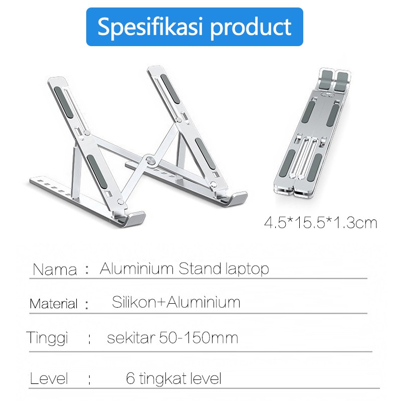 Laptop Stand Holder Portable Dudukan Tablet Aluminium Multifungsi adjustable