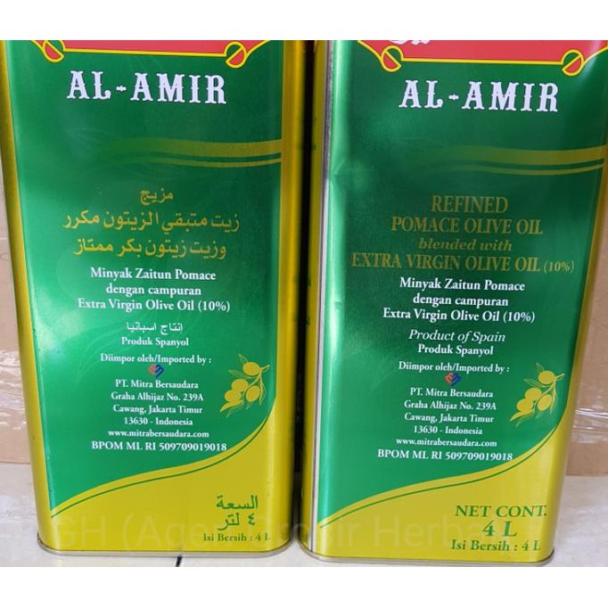 

BISA BAYAR DI TEMPAT Minyak zaitun AL AMIR 4liter pomace olive oil Kode 844