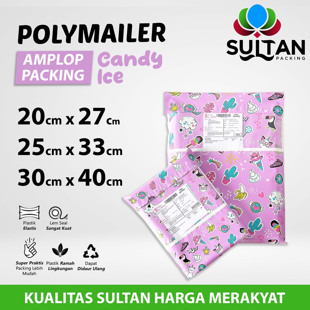 

Polymailer Polimailer Amplop Plastik Packing Motif Candy Rusfet Satuan
