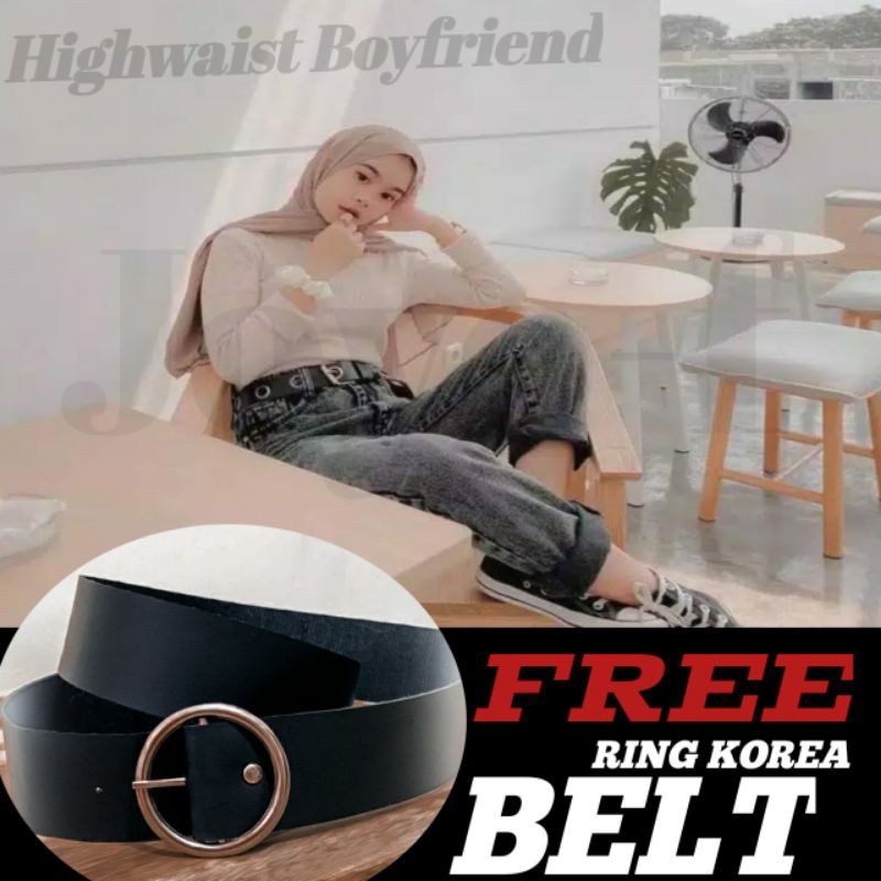 [COD] CELANA JEANS BOYFRIEND WANITA SNOW TERBARU FREE BELT