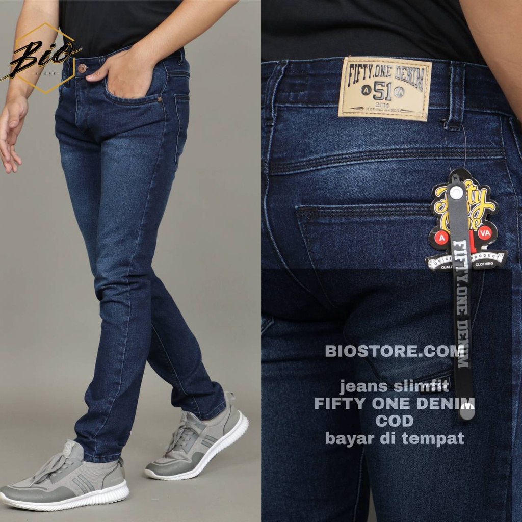 FIFTY ONE DENIM - Celana Jeans pria Slimfit Stretch New Original Jeans Panjang Pria Skinny Semi