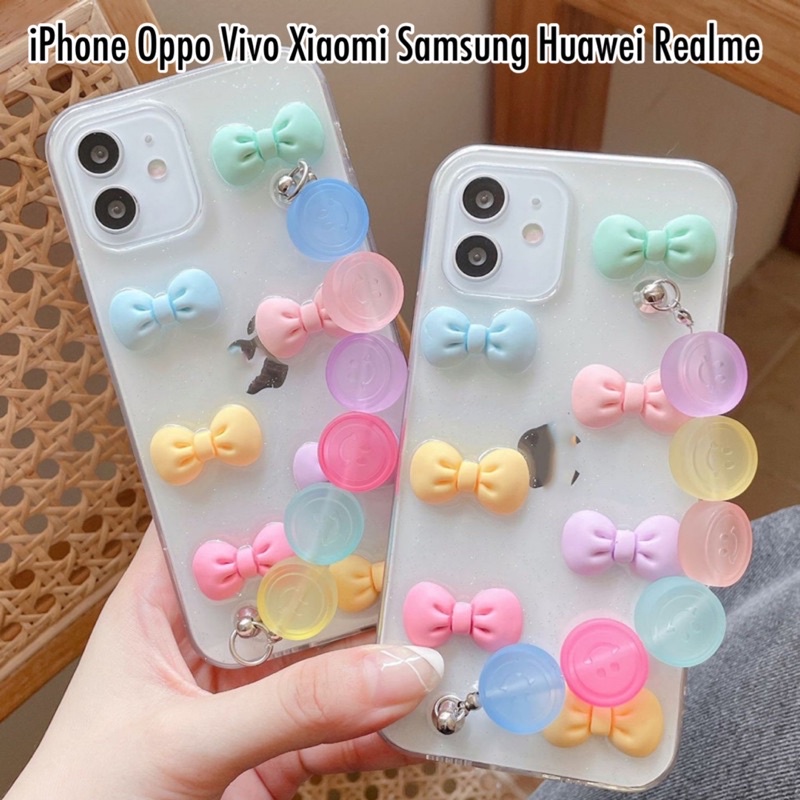 Colorful Ribbon 3D Case with Chain Grip Samsung A12 A13 A23 A33 A53 A52 A72 A73 A70 A50 A51 A30 A21s A20s A20 A11 M11 M31 M51 M52 M20 Z flip 2 3 Zflip Fold S22 S21 S20 Ultra Plus