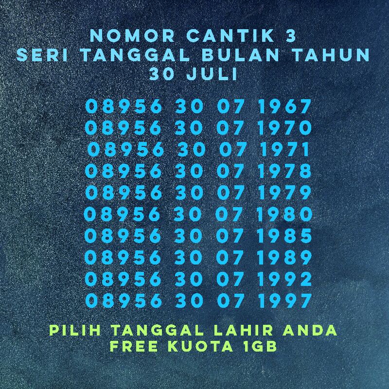 NOMOR CANTIK 3 Tri Seri Tahun kelahiran