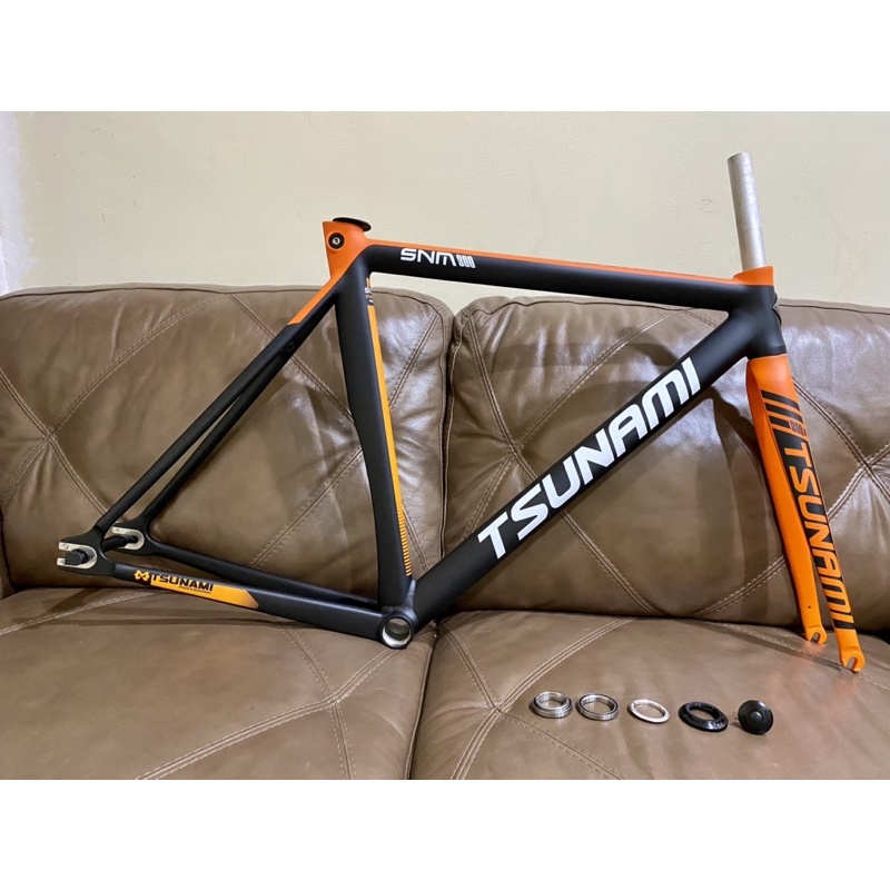 Frameset Fixie Tsunami SNM300 Warna Orange Doff dan Biru Glossy