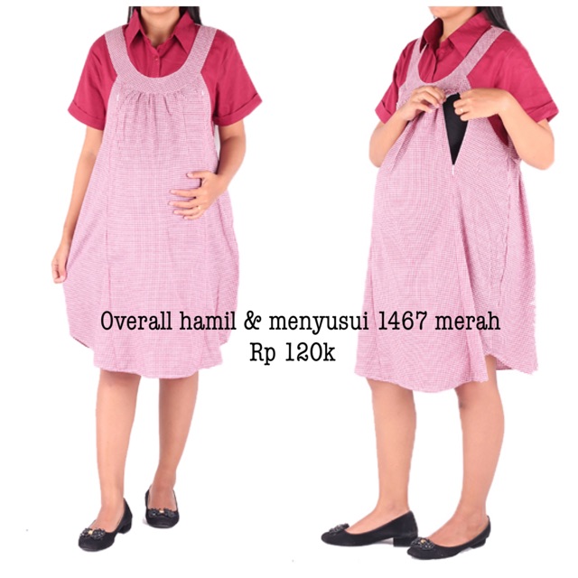 Dress hamil overall 1467 merah