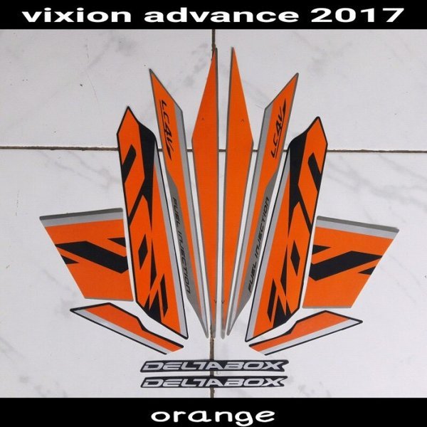 sticker striping body lis motor New Vixion Advance 2017 orange