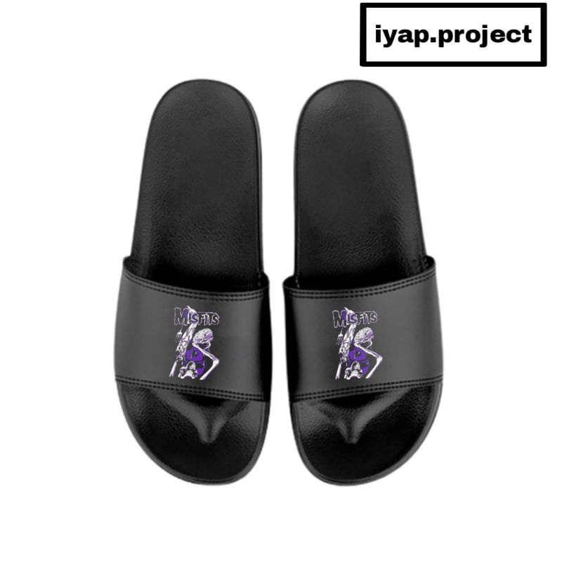 SANDAL SLIP ON | SENDAL | BAND | MISFITS | METAL ROCK | SLIP ON PRIA WANITA UNISEX | SANDAL SLIDE SL