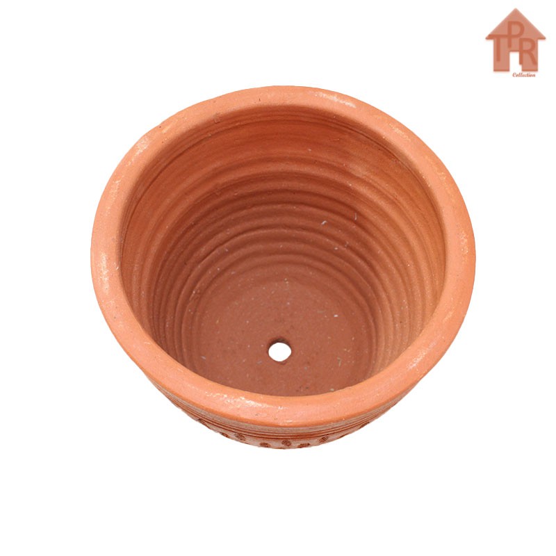 Terakota - Pot Cawan Motif Rintik - D20