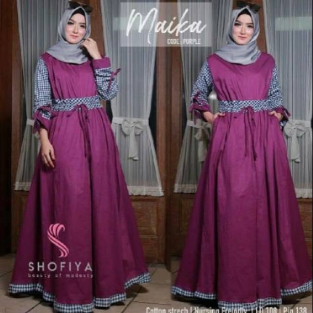 gamis syari / gamis / dres / gamis murah / dres murah / busana Muslim wanita maika dress