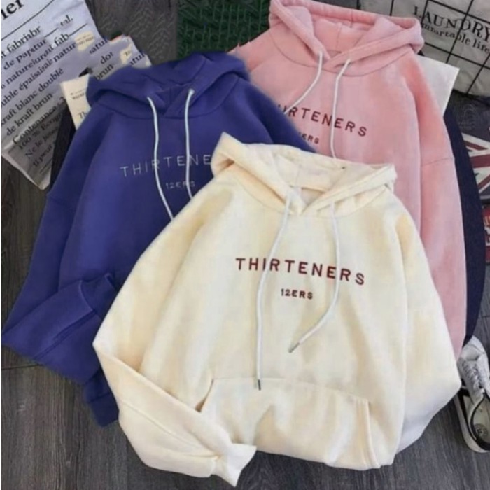 jaket wanita DaveFashion - Sweater Hodie Kantong Wanita Lengan Panjang THIRTENERS B - Kuning Jaket w