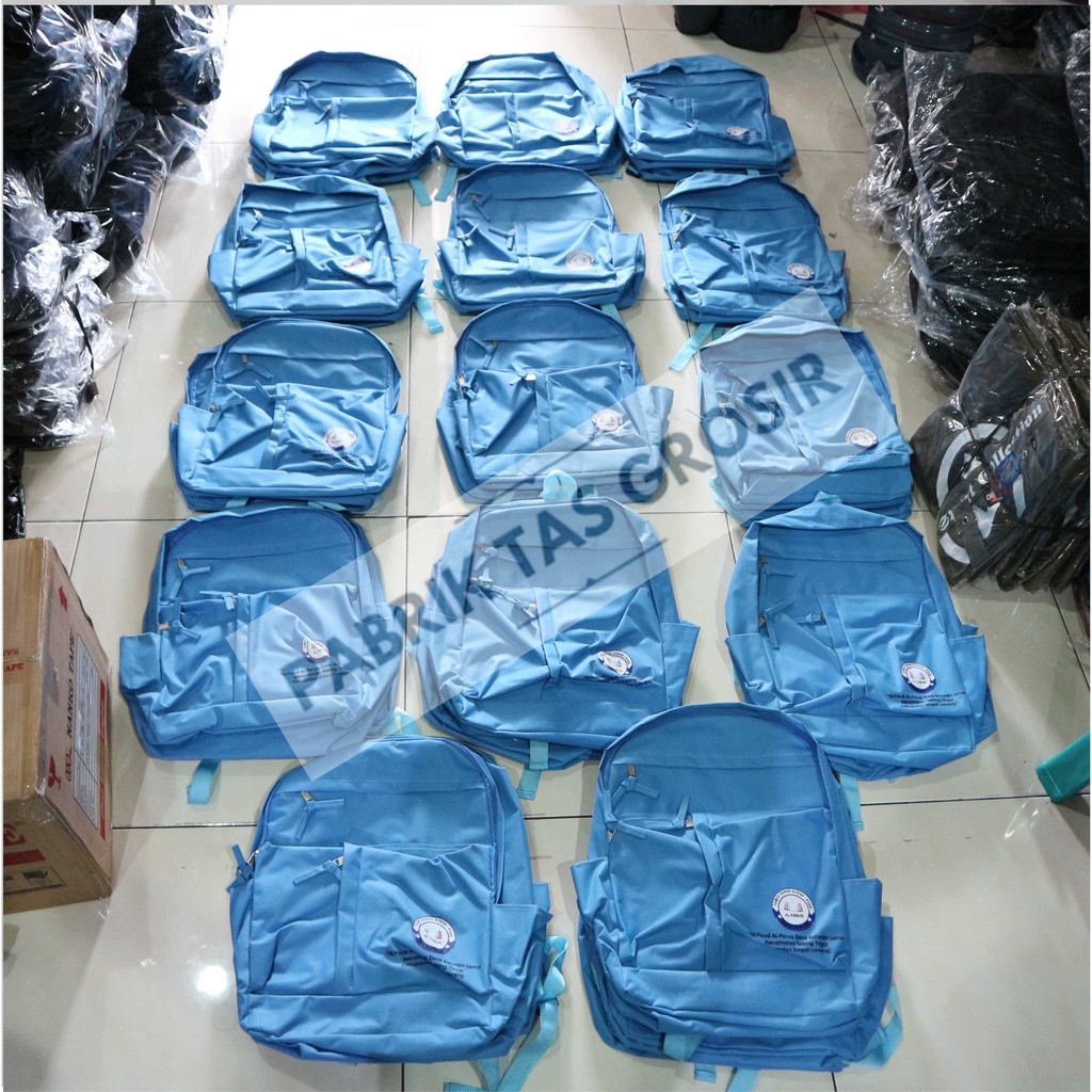 Jual Tas Grosir Bordir Sablon Acara TK SD SMP Souvenir Hadiah Ransel Seminar Pelatihan Bagus