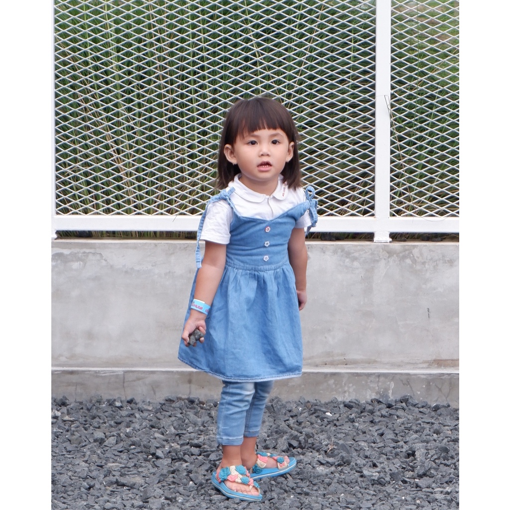 CARVA TERBARU ATASAN ANAK DRESS ANAK JEANS TALI MALIKA ATASAN SOFT JEANS 1-5 THN REALPICT