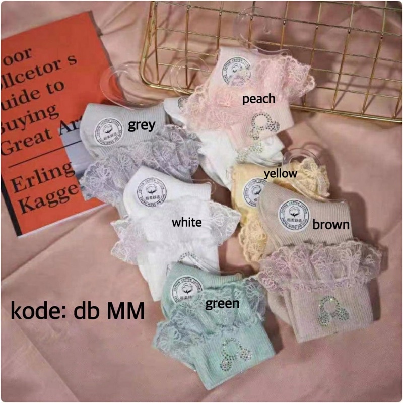Kaoskaki Bayi Girl Renda Import Warna Pastel | Kaos kaki Bayi 0-12bulan