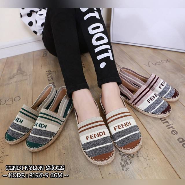 NEW ARRIVAL FENDI ROMA NYLON FLAT SHOES 3158-9
