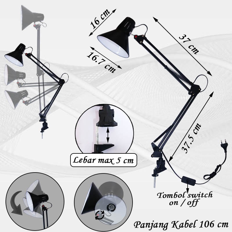 LAMPU  MEJA BELAJAR JEPIT ARSITEK PANJANG / LAMPU BACA JM-900 JIAMEI