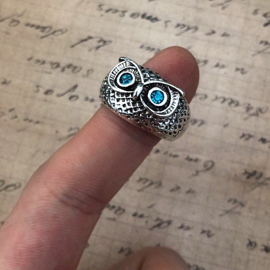 Cincin Desain Burung Hantu Gaya punk vintage hip hop Untuk Aksesoris Perhiasan