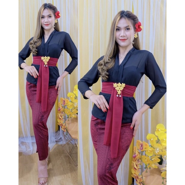 Kebaya bali kartini moscref lengan panjang/kebaya Kartini lengan panjang set sepaket ini