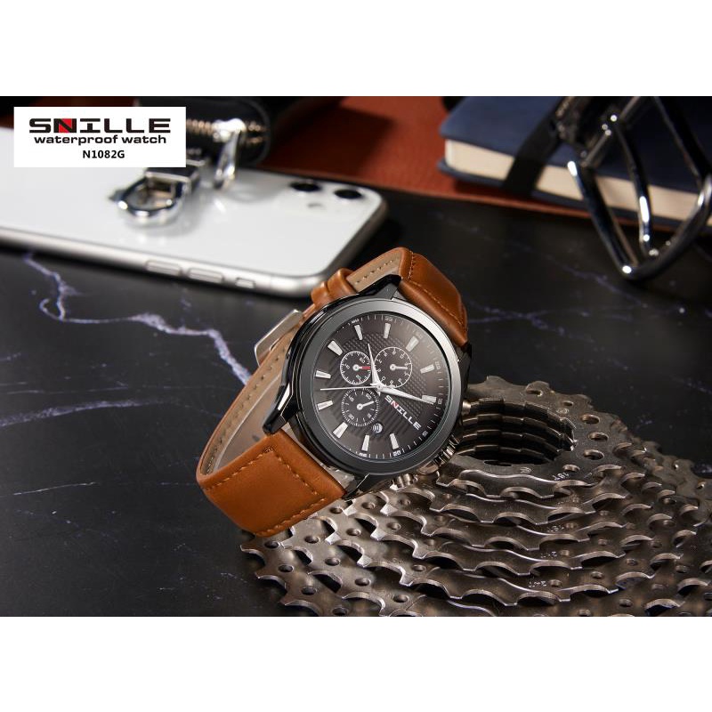 Snille Jam Tangan Kulit Pria Original Asli Anti Air Waterproof 1082