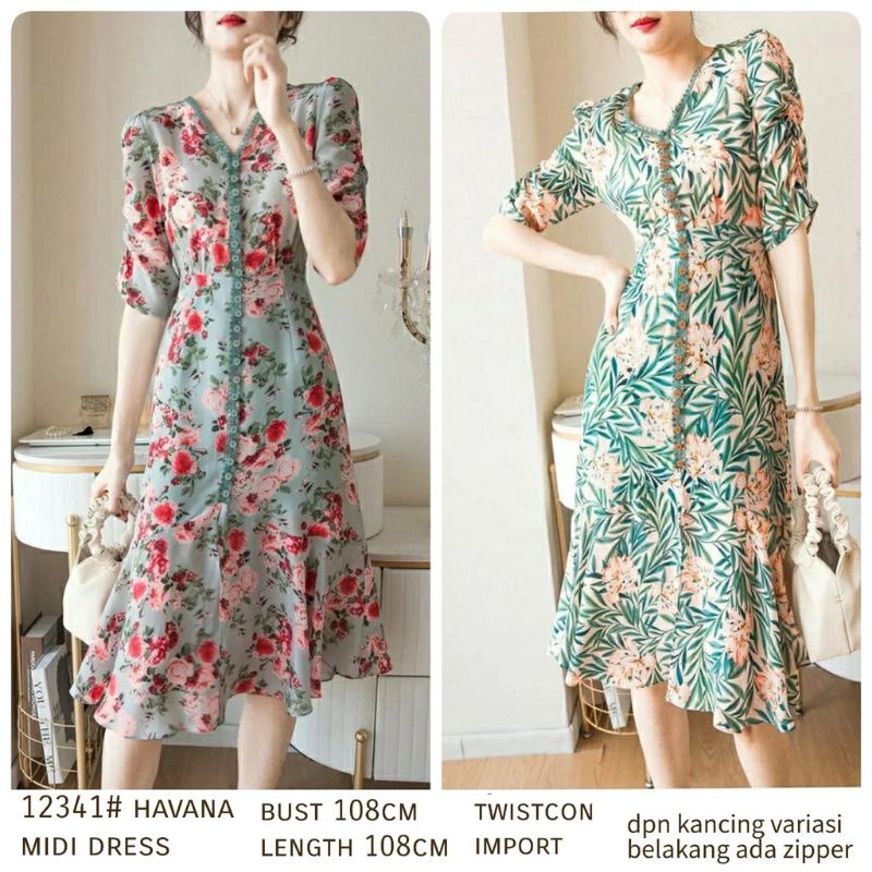 12341# Havana midi dress FASHION WANITA GROSIR three m threem 3m 3ms