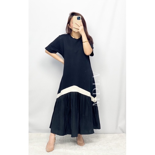 MDLV ~ 86810# Anya Drop Waist Dress Mide Dress Import