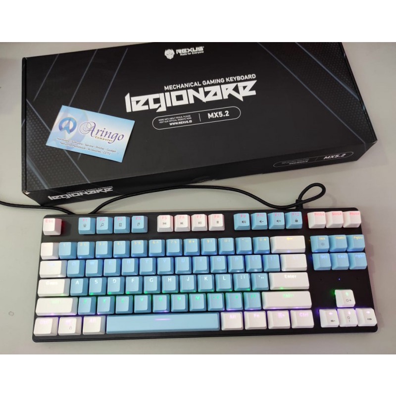 Keyboard Rexus GAMING MECHANICAL MX5.2 BLUE-WHITE 02 KEYCAPS BROWN SWITCH