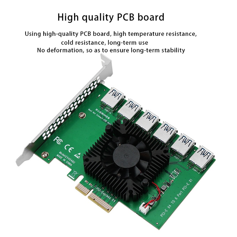 Btsg PCI Untuk Express X4 1sampai6 Riser Card Adapter Untuk Tambang Penambang BTC Nserted Ke Dalam Circuit Board Lingkungan Untuk