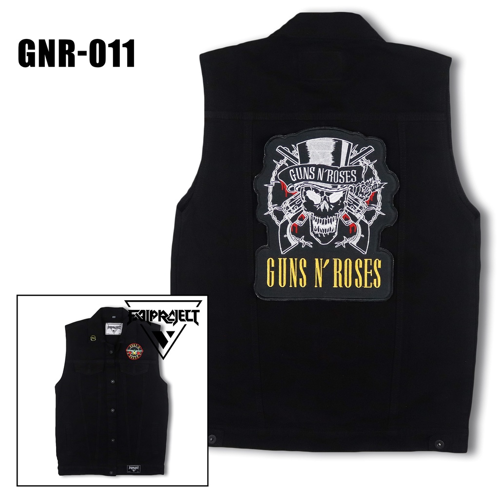 rompi jeans dengan bordir besar di punggung, jaket rompi jaket jeans denim vintage style motor casua