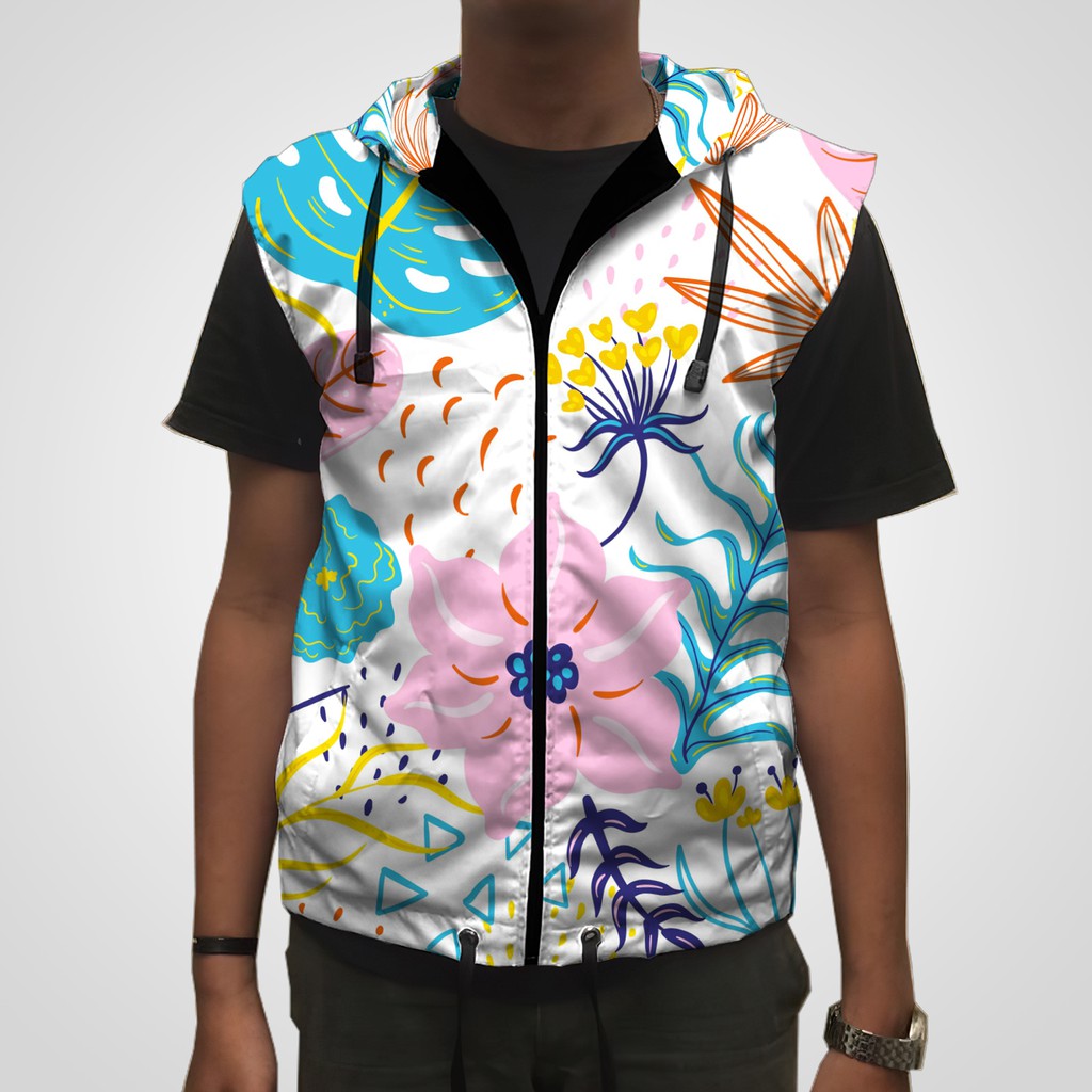 Vest Printing Parasut Wanita Pria Rompi Hoodie Olahraga Running dan Sepeda ZVT-03 Custom Fullprint