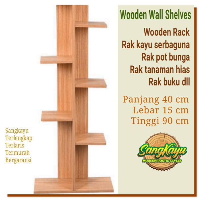 Rak buku rak tanaman hias 90 cm wooden rack shelves rak kayu serbaguna