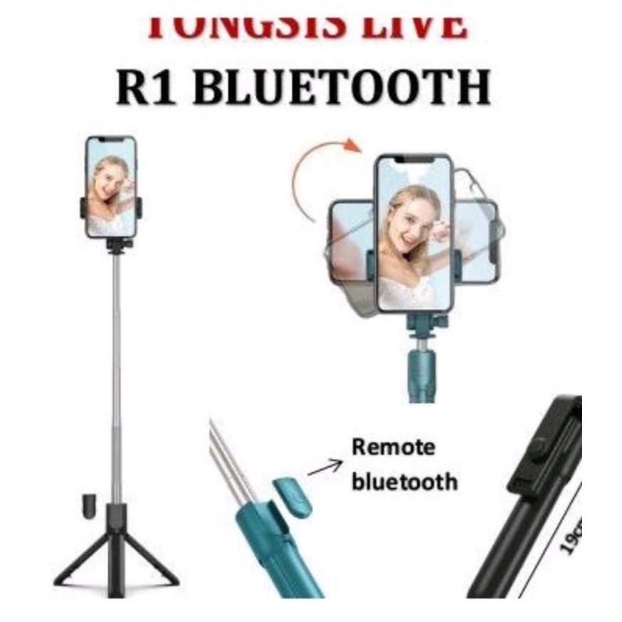 Tripod Tongsis R1 Macaron Bluetooth Wireless Remote Control 360 Derajat-Tripod Tongsis R1 Selfie Stick Bluetooth Shutter Macaron 3IN1 Multifungsi Tripod Magic Selfie Stick Remote+Phone Holder Tongsis