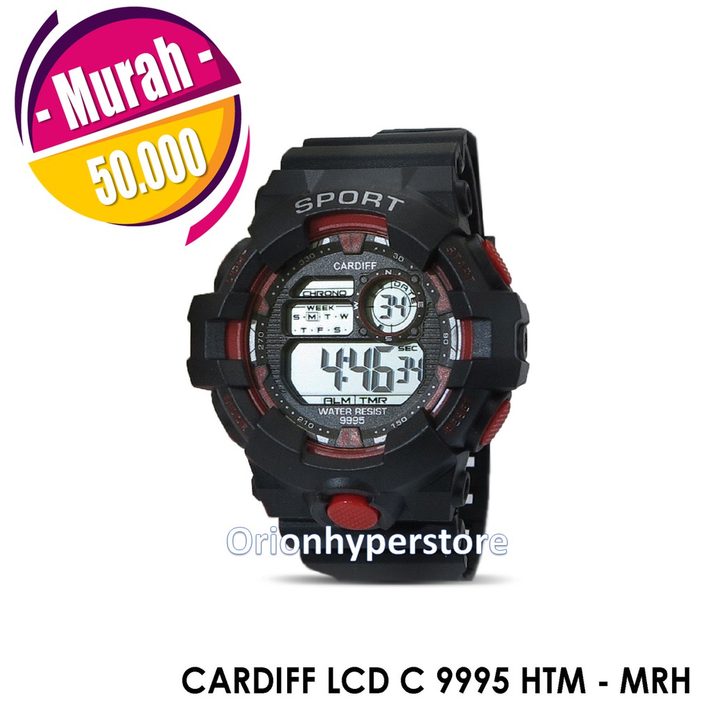 JAM TANGAN PRIA DIGITAL SPORTY ANTI AIR CARDIFF LCD C 9995