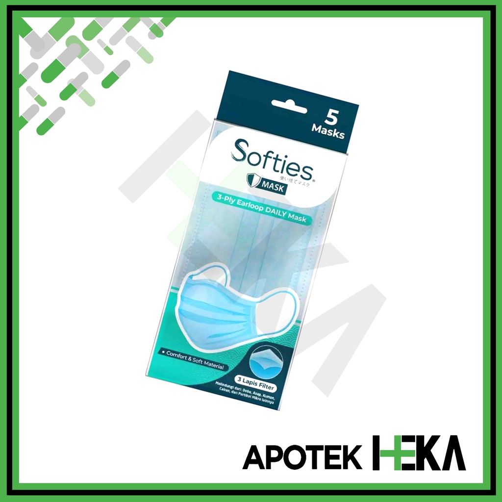 Softies Daily Mask for Adult Sachet isi 5 pcs - Masker Dewasa 3 ply (SEMARANG)