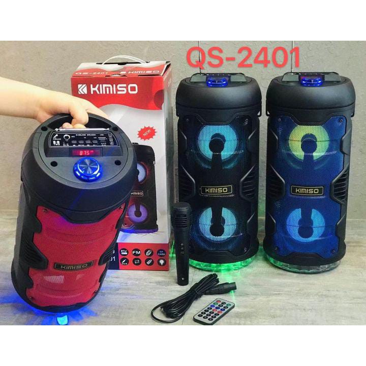 Speaker Bluetooth MP3 KIMISO QS-2401 Bonus Mic + Remote + Antena FM Radio USB Memory Card AUX MIC
