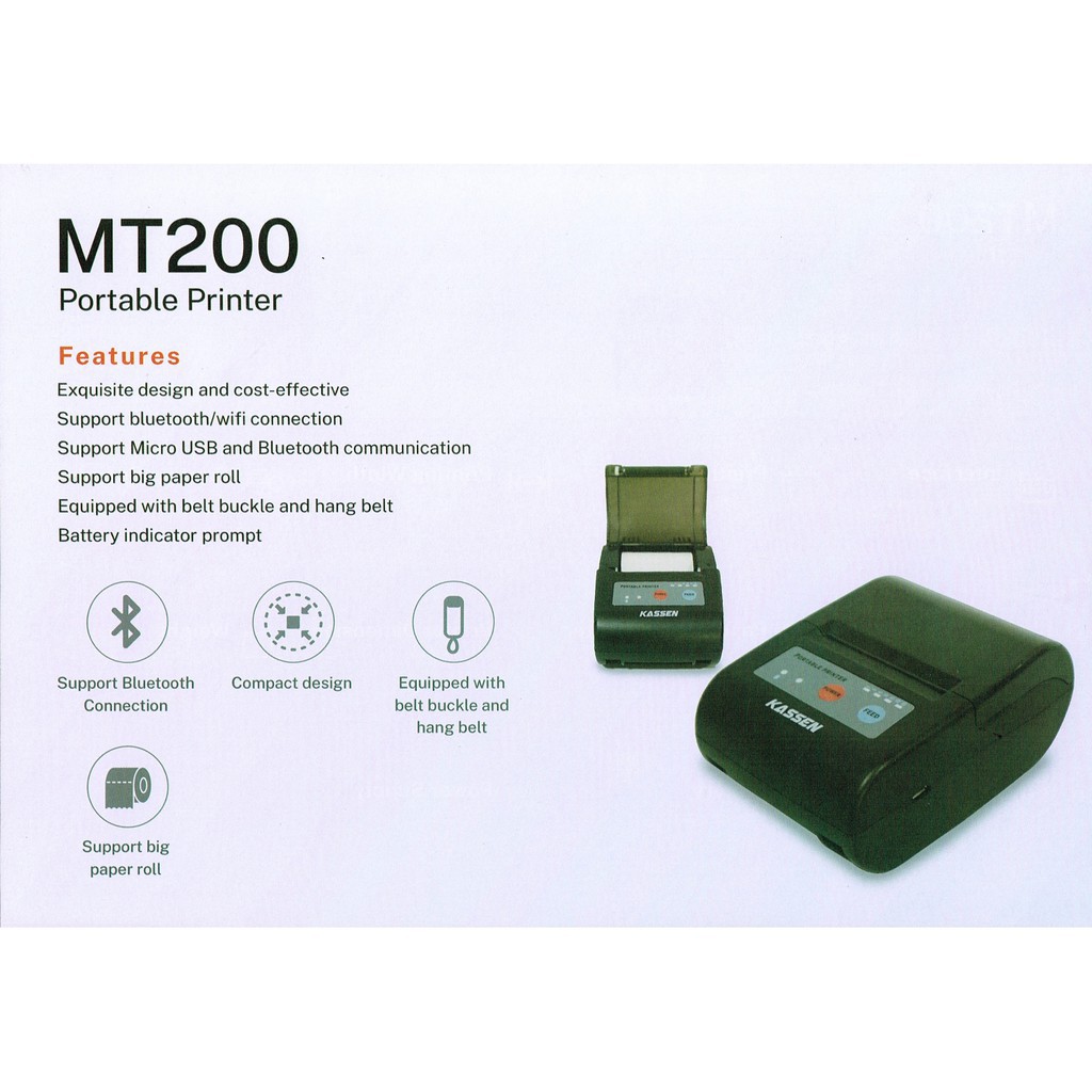 Kassen MT-200 - Mini Thermal Printer Bluetooth