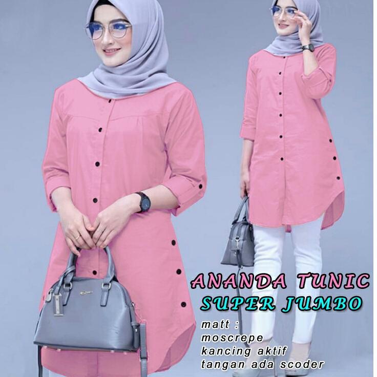 [PRODUK 9TDJZ] WWW L, XL, XXL, 3XL - TUNIK ANANDA JUMBO, PAKAIAN MUSLIM JUMBO, TUNIK WANITA MUSLIM J
