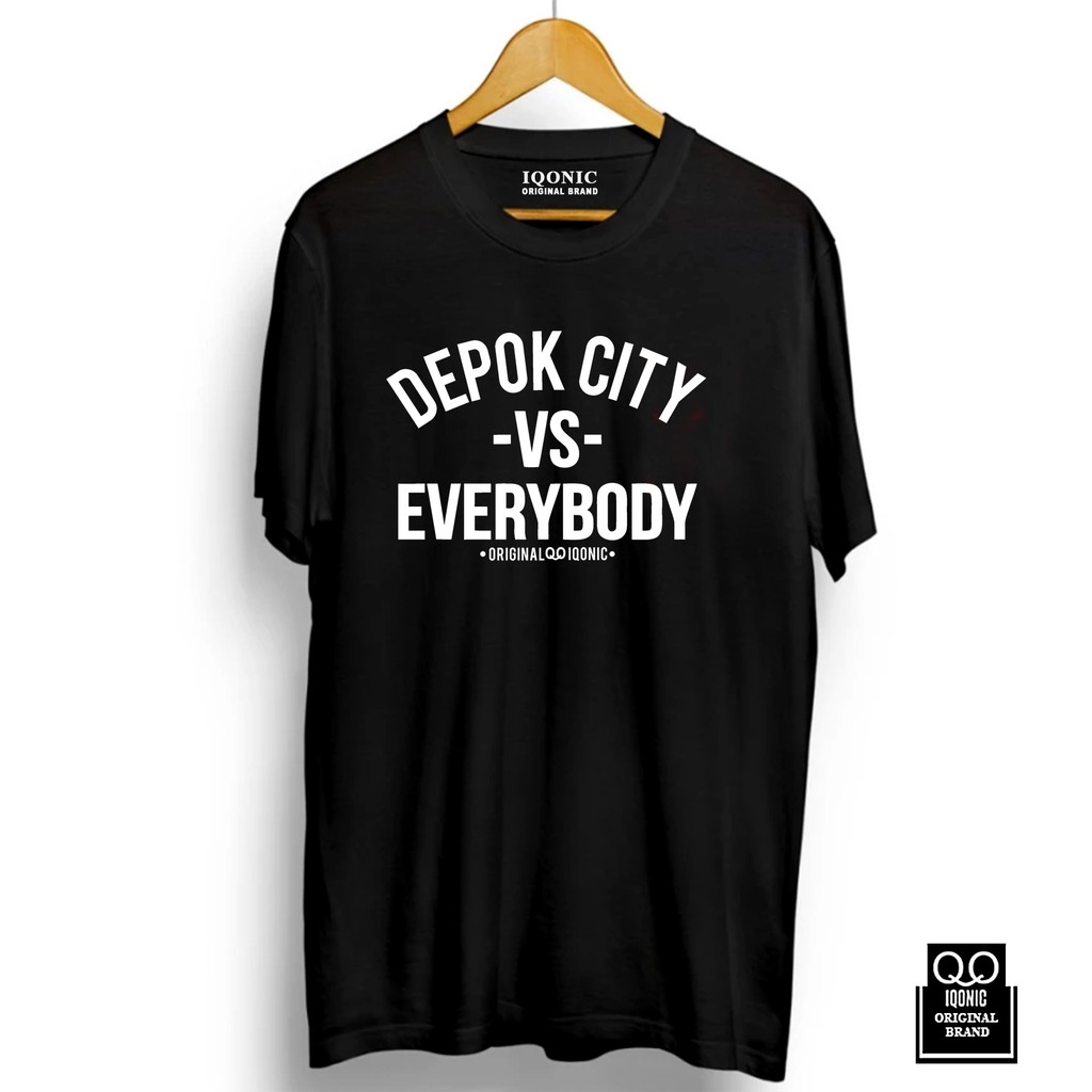 Kaos Distro Men &amp; Women DEPOK CITY VS EVERYBODY Text White- Original Premium Quality 100% Cat